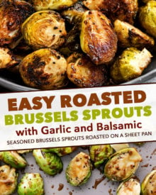 large pinterest image for roasted brussels sprouts