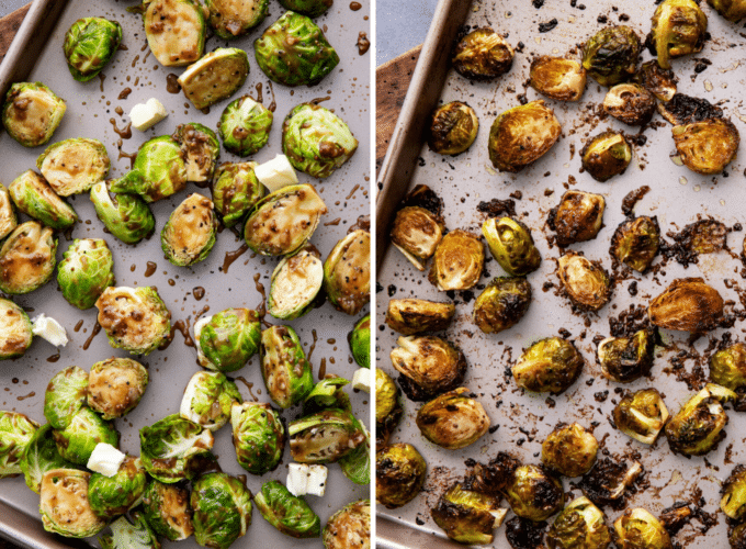 before and after roasting brussels sprouts