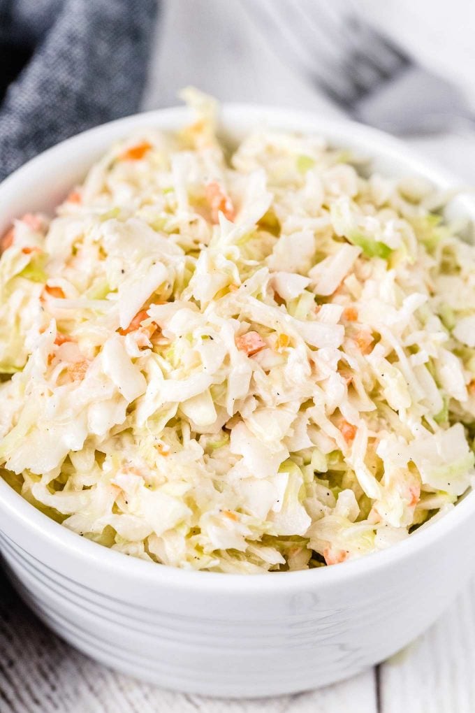 white bowl of chick fil a coleslaw