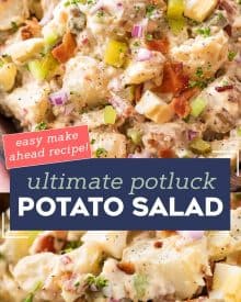 This Potato Salad is perfect for all the summer cookouts, potlucks and bbq’s!  Plus added tips on how to get the perfect potato texture, prevent a "wet" potato salad, and how to add extra zing that will make everyone want the recipe!