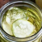 glass jar with dill pickles