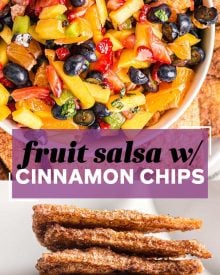 pinterest image for fruit salsa and cinnamon chips