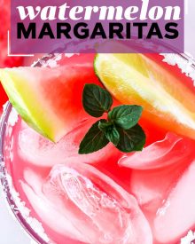 These Watermelon Margaritas are the ultimate refreshing summer drink!  Made with just 3 simple ingredients, you'll want a cocktail all summer long! #margaritas #margarita #watermelon #tequila #lime #fresh #melon #summerdrink #drink #cocktail