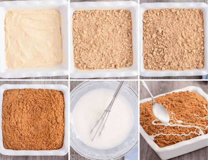 assembling and baking coffee cake - image collage