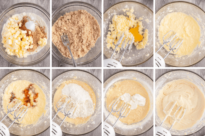 step by step how to make coffee cake - image collage