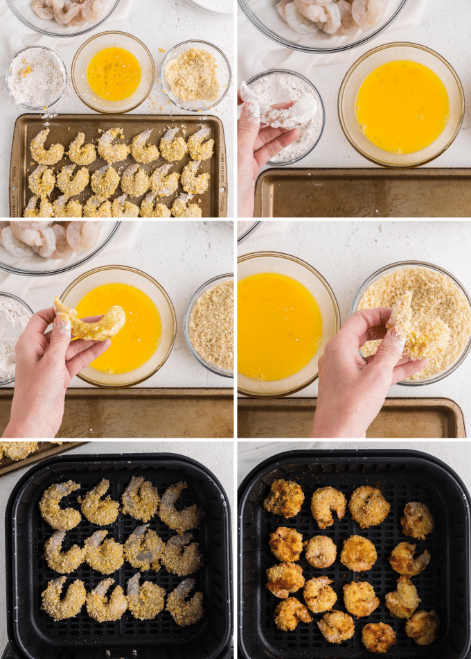 step by step photos for making fried shrimp in air fryer