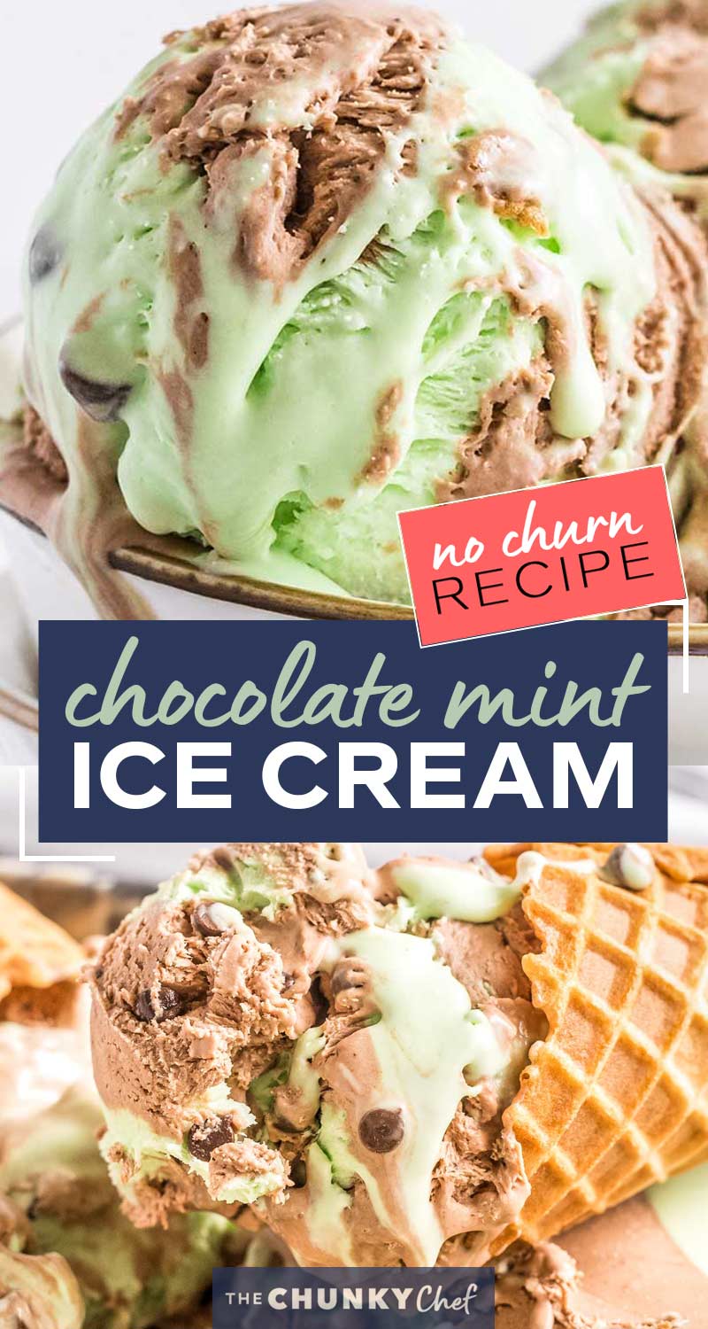 Chocolate Mint Ice Cream (No Churn Recipe) The Chunky Chef