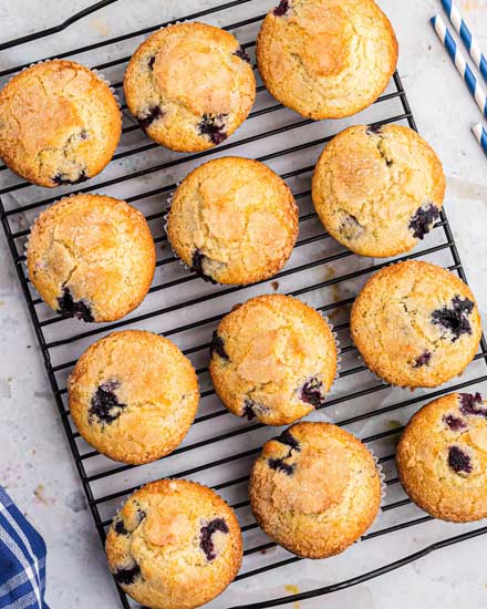 Get ready to toss those boxes of muffin mix, these homemade blueberry muffins are moist, loaded with blueberries, and so simple to make!  Directions for regular, jumbo and mini sized muffins! #blueberry #muffins #breakfast #brunch #baking #homemade #scratch #easyrecipe