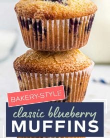 Get ready to toss those boxes of muffin mix, these homemade blueberry muffins are moist, loaded with blueberries, and so simple to make!  Directions for regular, jumbo and mini sized muffins! #blueberry #muffins #breakfast #brunch #baking #homemade #scratch #easyrecipe