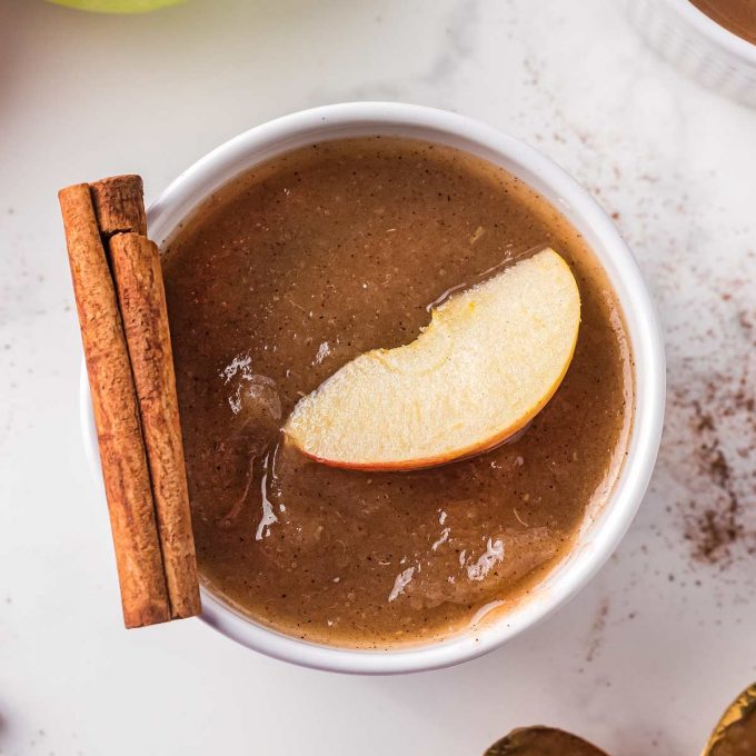 small bowl of homemade applesauce