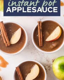 This Instant Pot Applesauce recipe laced with cinnamon and brown sugar, and makes for a fantastic kid-friendly recipe. Just 6 ingredients needed, so you can make this homemade treat over and over again. #applesauce #apples #instantpot #pressurecooker #snack #homemade #fall