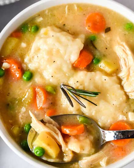 This hearty, old-fashioned chicken and dumplings recipe is always a family-pleasing meal and is ready quickly which makes it a great weeknight dinner option! #chicken #dumplings #chickenanddumplings #instantpot #pressurecooker #weeknight #easyrecipe #dinner