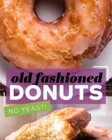 Golden brown on the outside and soft and fluffy on the inside, these Old Fashioned Sour Cream Donuts are made with simple ingredients and NO yeast!  Perfectly fried with nooks and crannies to hold the sweet vanilla glaze! #donuts #cakedonuts #oldfashioned #sourcream #baking #breakfast #pastry