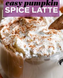 Perfectly spiced and sweetened, this homemade Pumpkin Spice Latte is made with real coffee and pumpkin!  Perfect for Fall and Winter and way better than anything store-bought! #pumpkinspice #psl #starbucks #coffee #latte #coffee #drink
