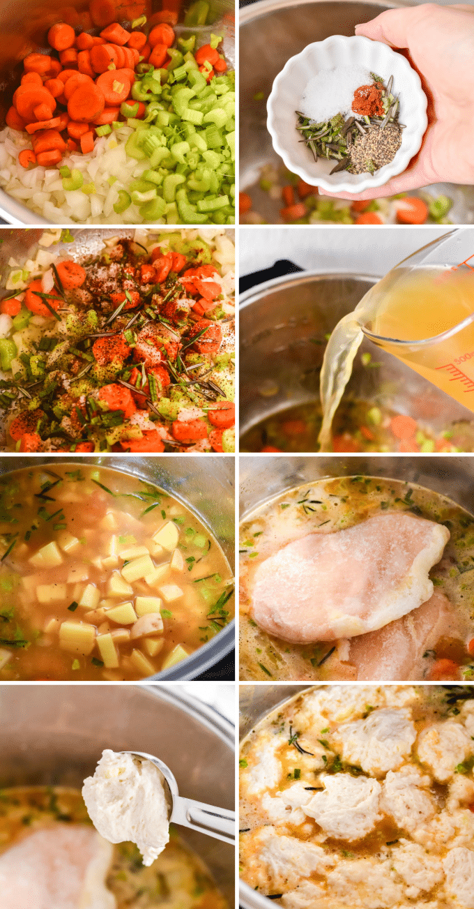 step by step photos of making chicken and dumplings