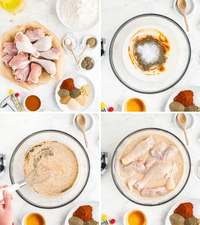 step by step photos of marinating chicken in buttermilk