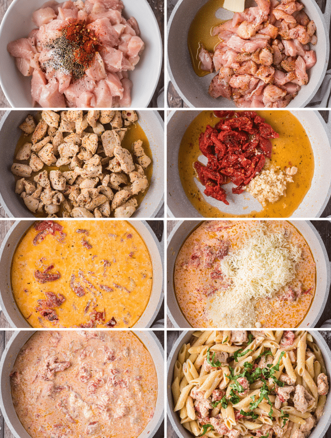 step by step how to make chicken pasta