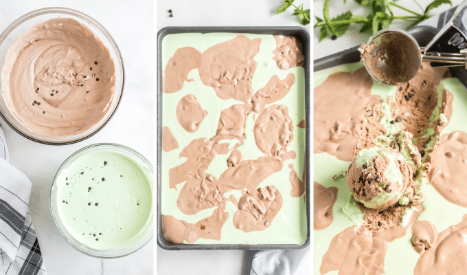 how to combine and freeze chocolate mint ice cream