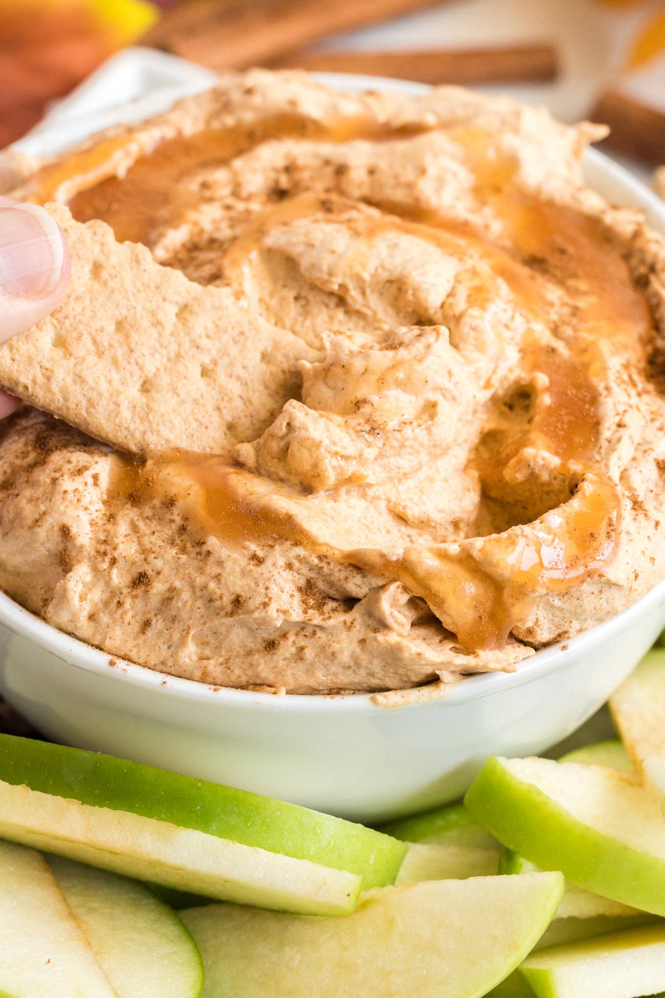 Butterscotch Caramel Pumpkin Dip (no bake) The Chunky Chef