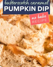 This easy 5 ingredient Caramel Pumpkin Dip is perfect for any Fall gathering like Halloween or Thanksgiving.  Just mix, chill, and serve! #dip #dessert #pumpkin #pumpkinpie #pumpkindip #nobake #dessertrecipes #thanksgiving #halloween #easyrecipe