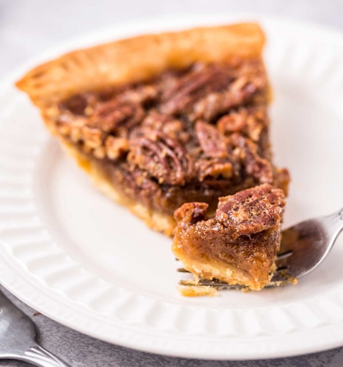 slice of pie with piece on a fork