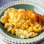 Serving of corn casserole in bowl