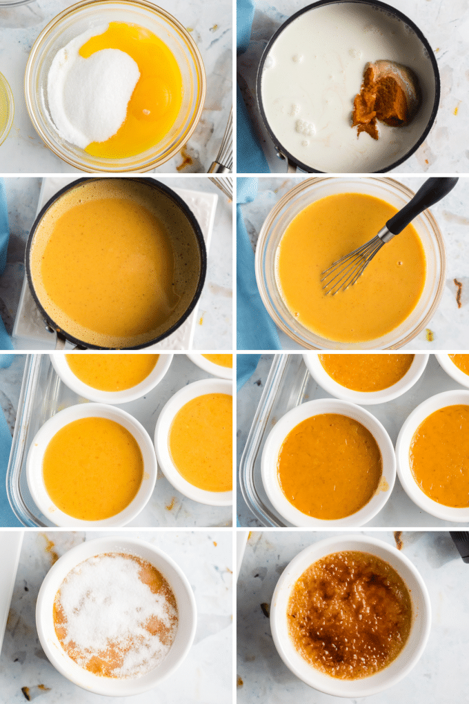 step by step photos of making creme brulee with pumpkin
