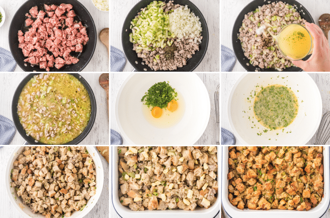 step by step photos of how to make stuffing