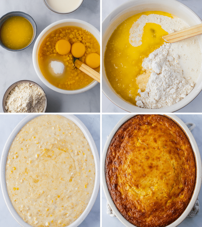 Step by step photos of making corn pudding