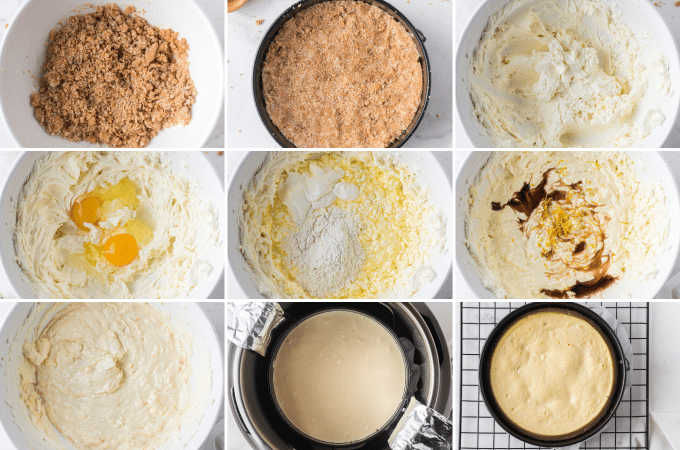 step by step photos of making a pressure cooker cheesecake