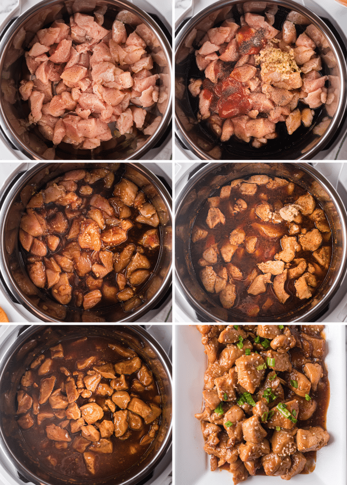 step by step photos of making sesame chicken in the instant pot