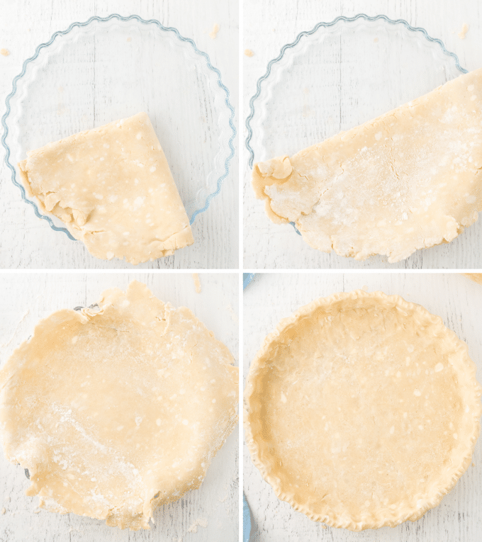 transferring pie crust by folding