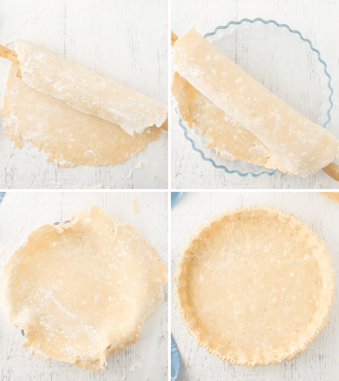transferring pie crust with rolling pin