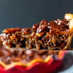 slice of chocolate pecan pie