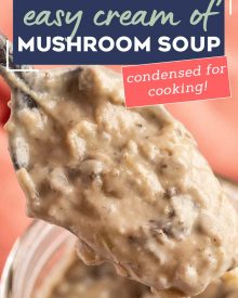 No need to buy a can from the store, this Homemade Condensed Cream of Mushroom Soup tastes SO much better than anything from a can, is easy to make, you can feel good about using it, and as a bonus, it can be frozen! #creamofmushroom #condensedsoups #mushroom #condensed #soup #homemade #easyrecipe #fromscratch #holiday #thanksgiving