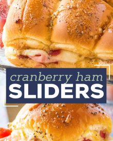 Looking for a great way to use up that leftover holiday ham? Try making these crowd pleasing Cranberry Ham Sliders!  Perfect with deli ham too, these quick and easy little Hawaiian roll sandwiches are a true family favorite! #ham #sliders #cranberry #leftovers #holiday #thanksgiving #christmas #hawaiianrolls