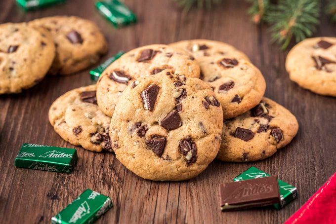 These soft and chewy Andes Mint Cookies are full of chocolate and mint flavor in every single bite!  Perfect for a cookie exchange or holiday gifting! #cookies #andes #mint #chocolate #baking #dessert #easyrecipe #holiday #christmas