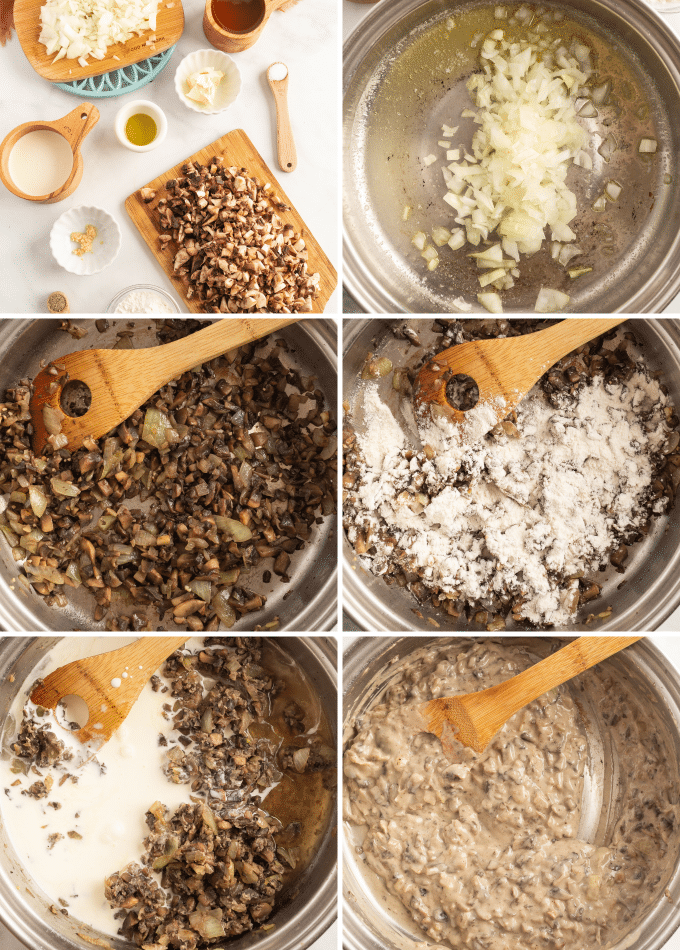 step by step photos for making cream of mushroom soup