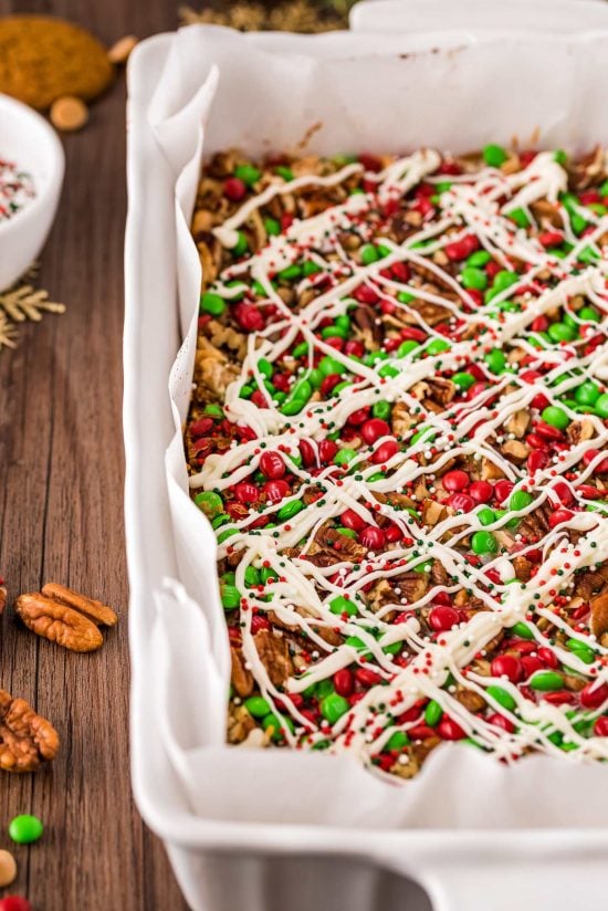 seven layer bars in baking pan