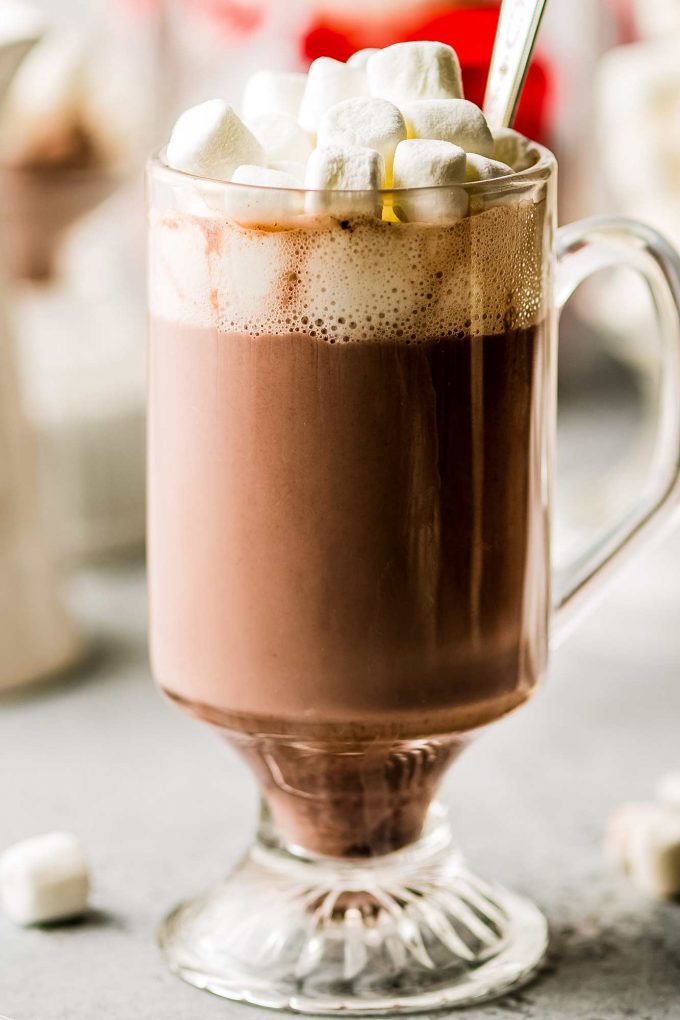 mug of hot chocolate made from hot cocoa mix