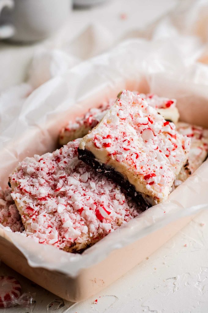 peppermint fudge in a gift tin