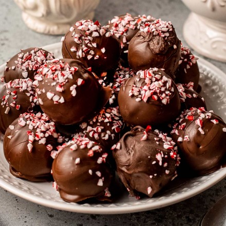 pile of hot chocolate truffles on plate
