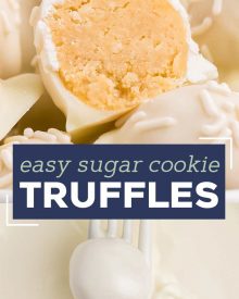 These Sugar Cookie Truffles are the perfect no-bake holiday dessert!  Using just 3 ingredients, plus some optional sprinkles, you can have these whipped up in no time! #truffles #sugarcookie #holidayrecipes #christmas #christmastruffles #dessertrecipe #easydessert #trufflerecipes #holidaytreatrecipes  #holiday #easyrecipe #christmasrecipe  #sugarcookietruffles #whitechocolate 