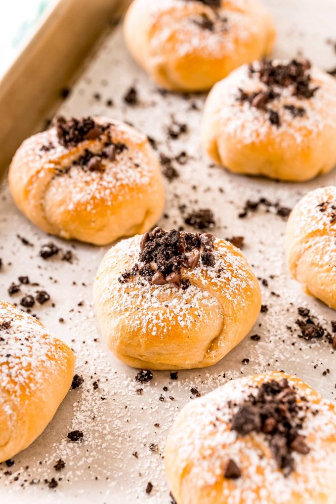 baked oreos on baking sheet