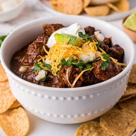 white bowl of texas chili