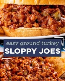 These absolutely delicious ground turkey sloppy joes are made in one skillet and ready in less than 30 minutes!  Homemade yet easy to make, this is a family-friendly dinner that you can even make ahead of time. #sloppyjoes #turkey #groundturkey #dinner #kidfriendly #weeknight #healthier #easyrecipe