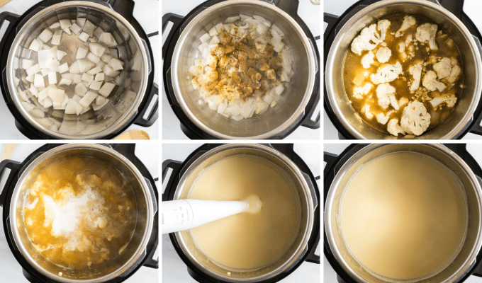 step by step how to make instant pot cauliflower soup