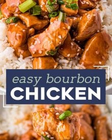 This recipe for Bourbon Chicken is so easy to make, with tender, juicy bites of chicken and a gloriously sweet and sticky sauce that clings to each bite. Make it in just 30 minutes, and you’ll have a weeknight dinner the whole family will love! #bourbonchicken #chicken #chickenbreast #bourbon #asian #chinese #takeout #stirfry