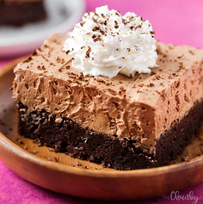 french silk pie brownie on plate