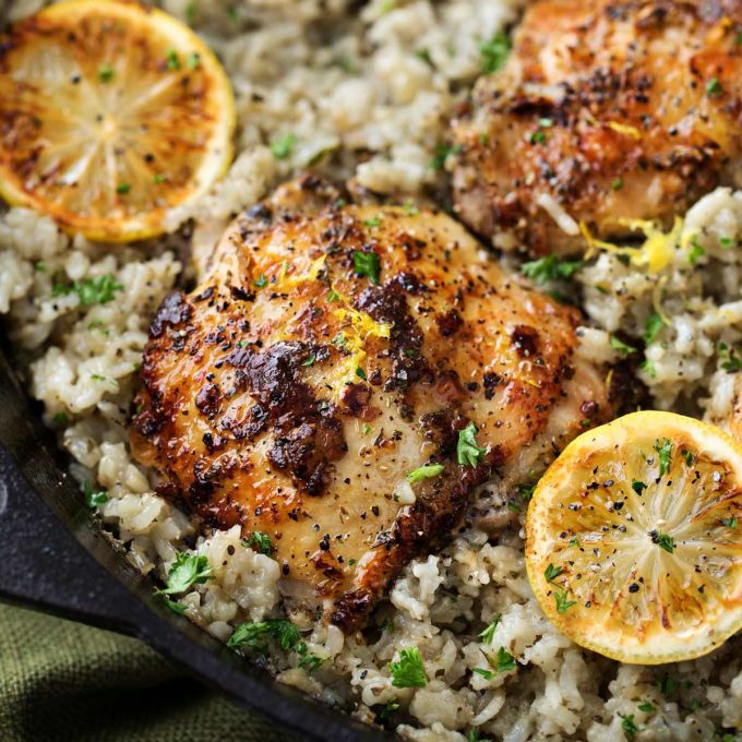 greek chicken and rice skillet